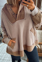 Load image into Gallery viewer, HARVEST HUES WAFFLE PATCHWORK HOODIE **SHIPPING EXPECTED TO BEGIN ON DATE 10/29**
