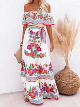 Load image into Gallery viewer, Floral Off Shoulder Ruffle Maxi Dress
