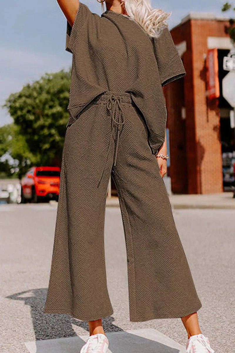 Pacific Beach Brown Textured Loose Fit Set