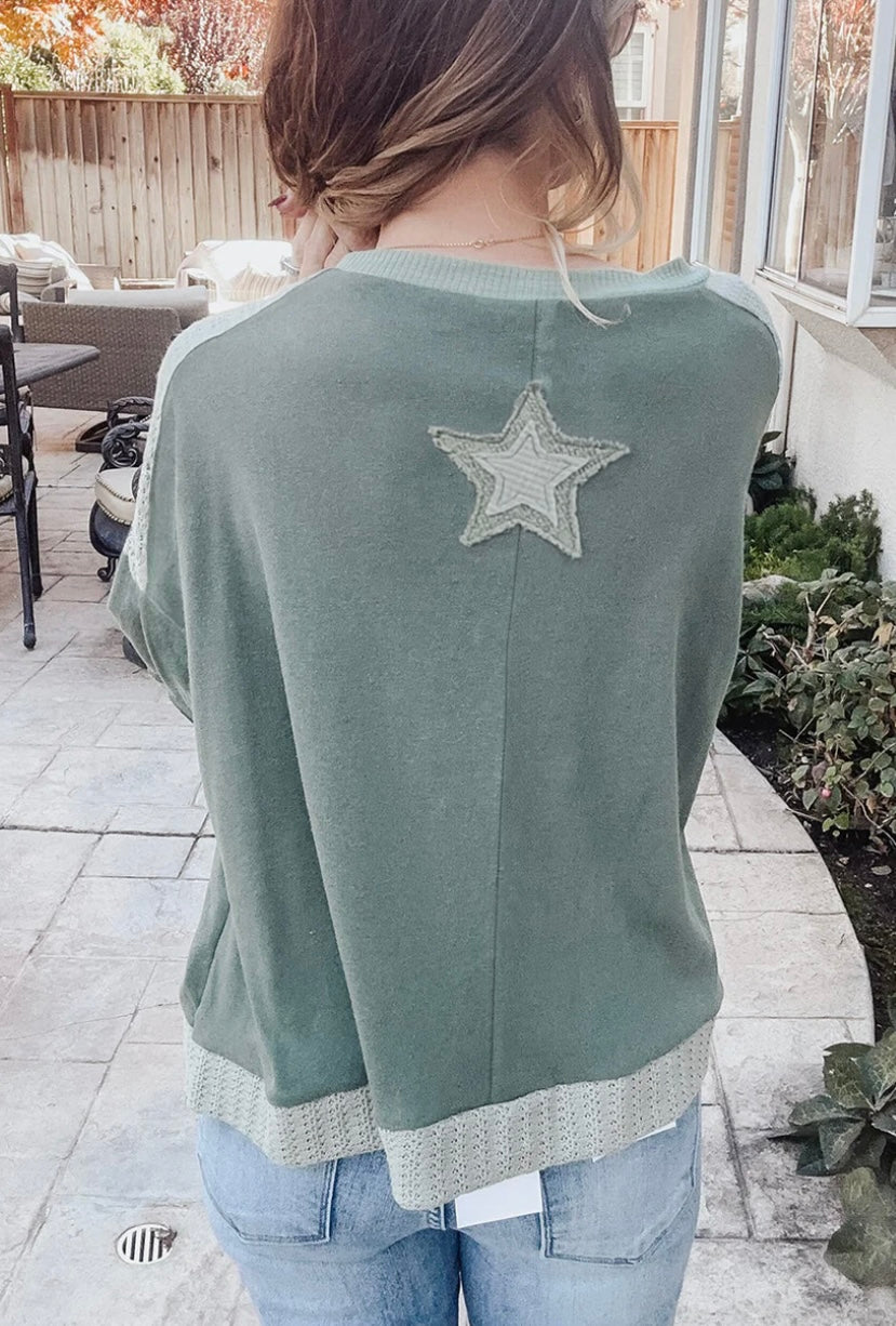 Plus Size Stars Patchwork Top