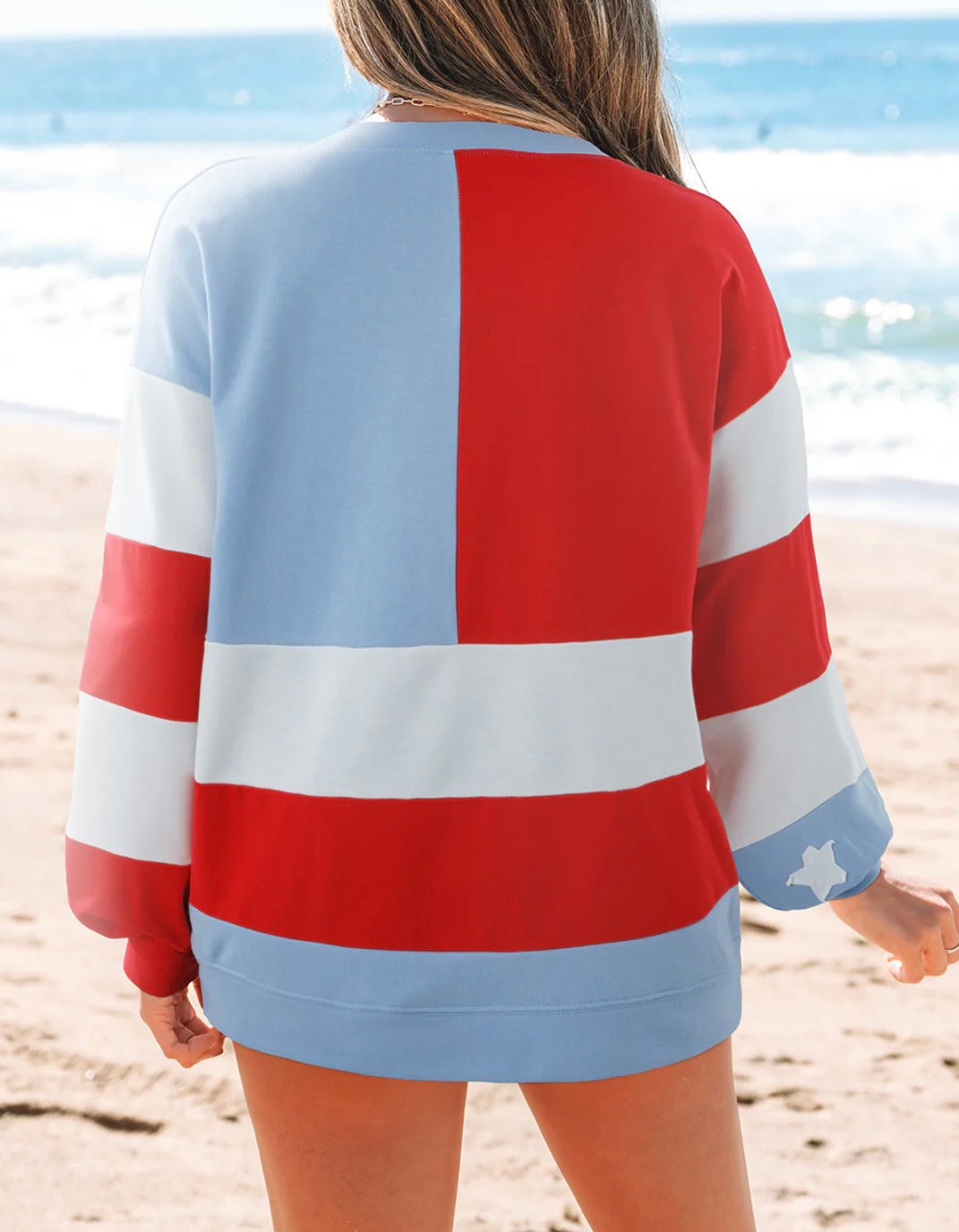 American Flag Vintage Oversized Pullover Sweatshirt