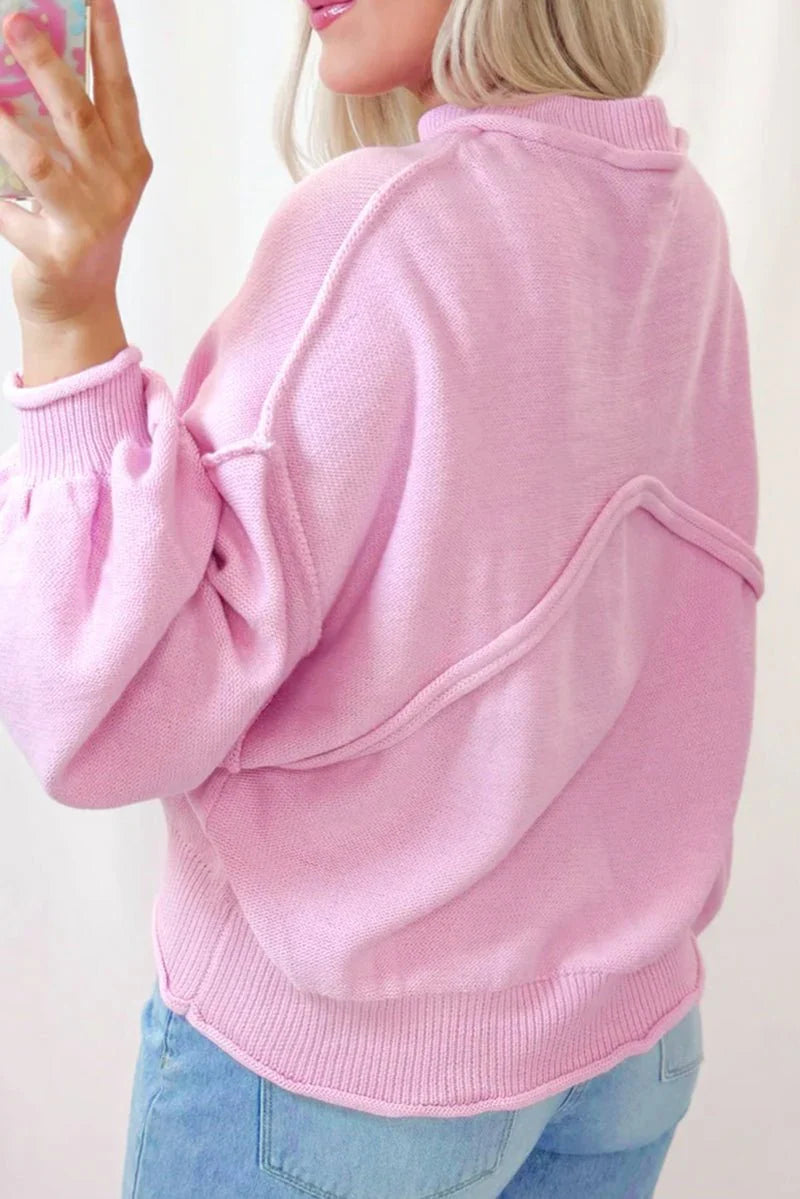PINK PERFECTION LANTERN SLEEVE SWEATER **SHIPPING EXPECTED TO BEGIN ON DATE 10/25**