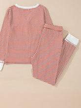 Load image into Gallery viewer, (Pre order/9.10)Stripe Buttoned Top and Knotted Waist Pants Lounge Set
