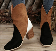 Load image into Gallery viewer, Suede Square Toe Block Heel Boots
