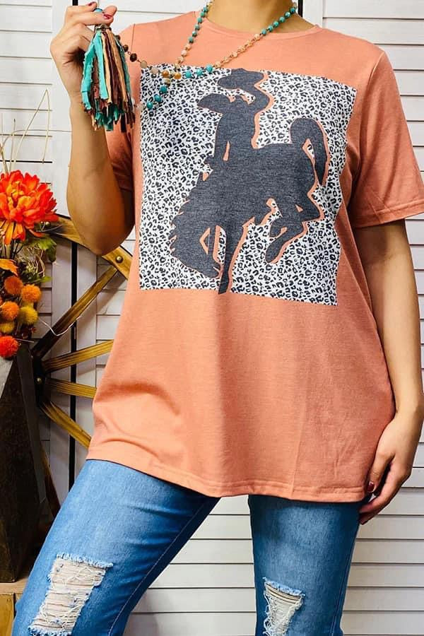 Coral Bronco Rider Top