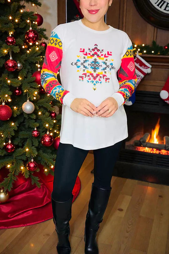 White Aztec Long sleeve