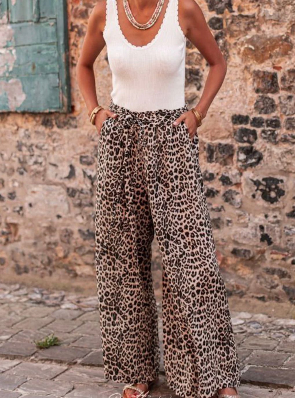 Boho Leopard Wide Leg Pants