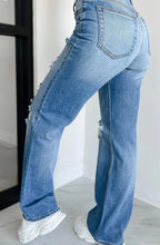 Load image into Gallery viewer, Mid Rise Distressed Straight Jeans
