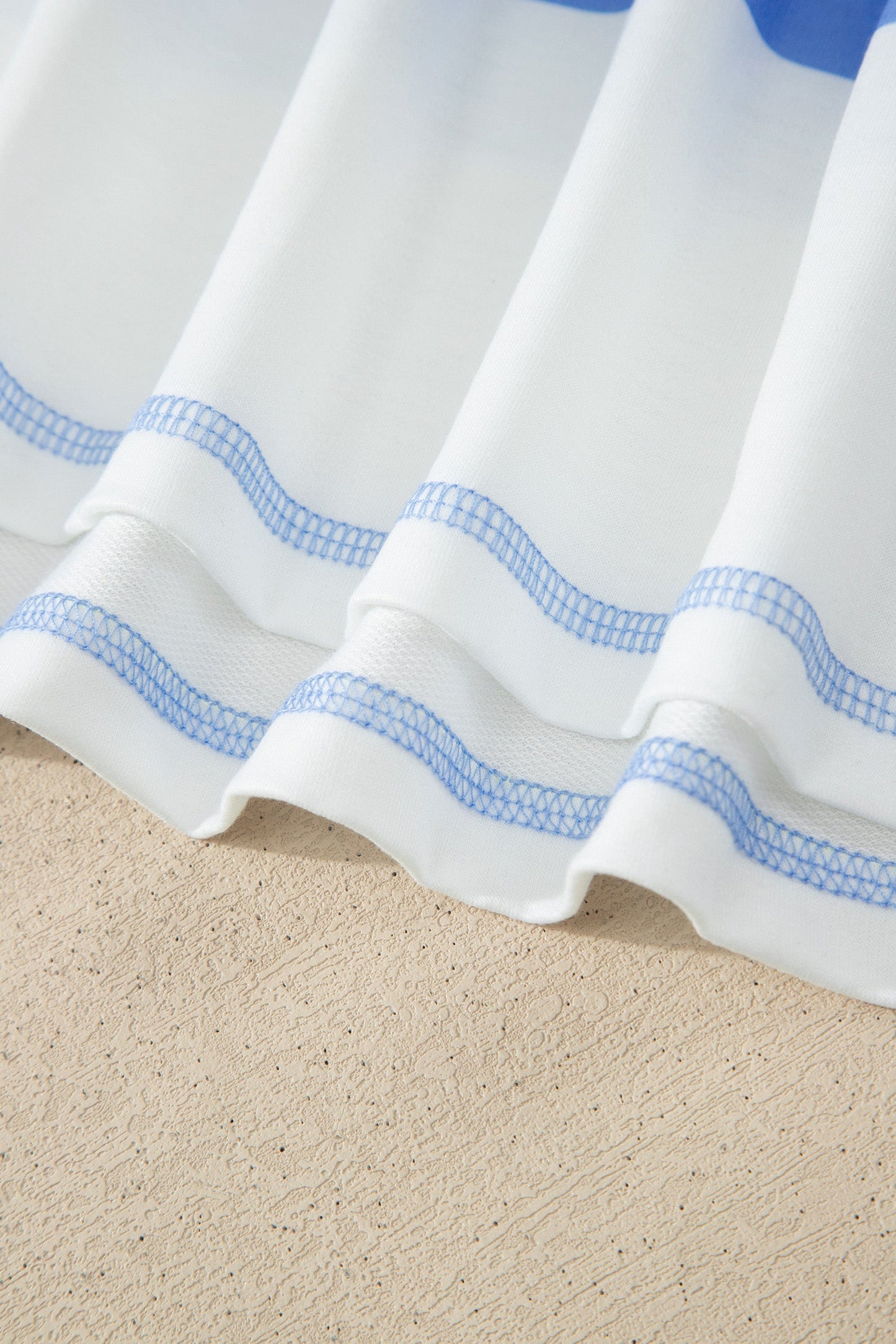 Sky Blue Stripe Drop Shoulder Zipped Collar T Shirt Plus Size Shorts Set Unique Oils