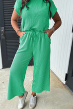 Load image into Gallery viewer, Solid Corded Wide Leg Pants Set
