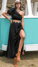 Load image into Gallery viewer, Ruffled Single Shoulder Top Slit Skirt Set
