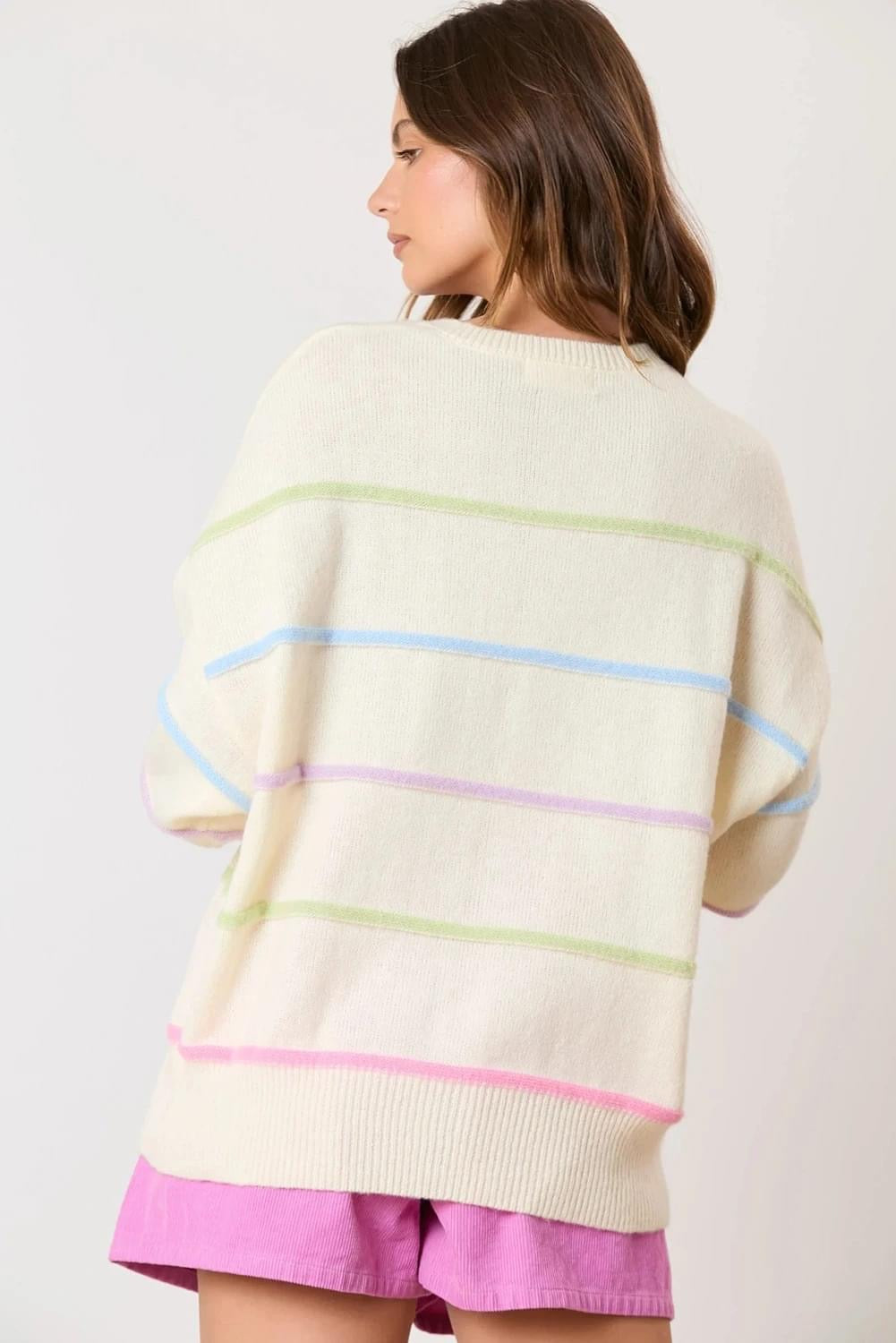 Rainbow Stripes Cozy Sweater