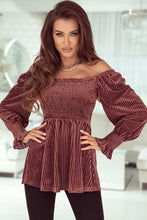 Load image into Gallery viewer, Smocked Ribbed Velvet Babydoll Top
