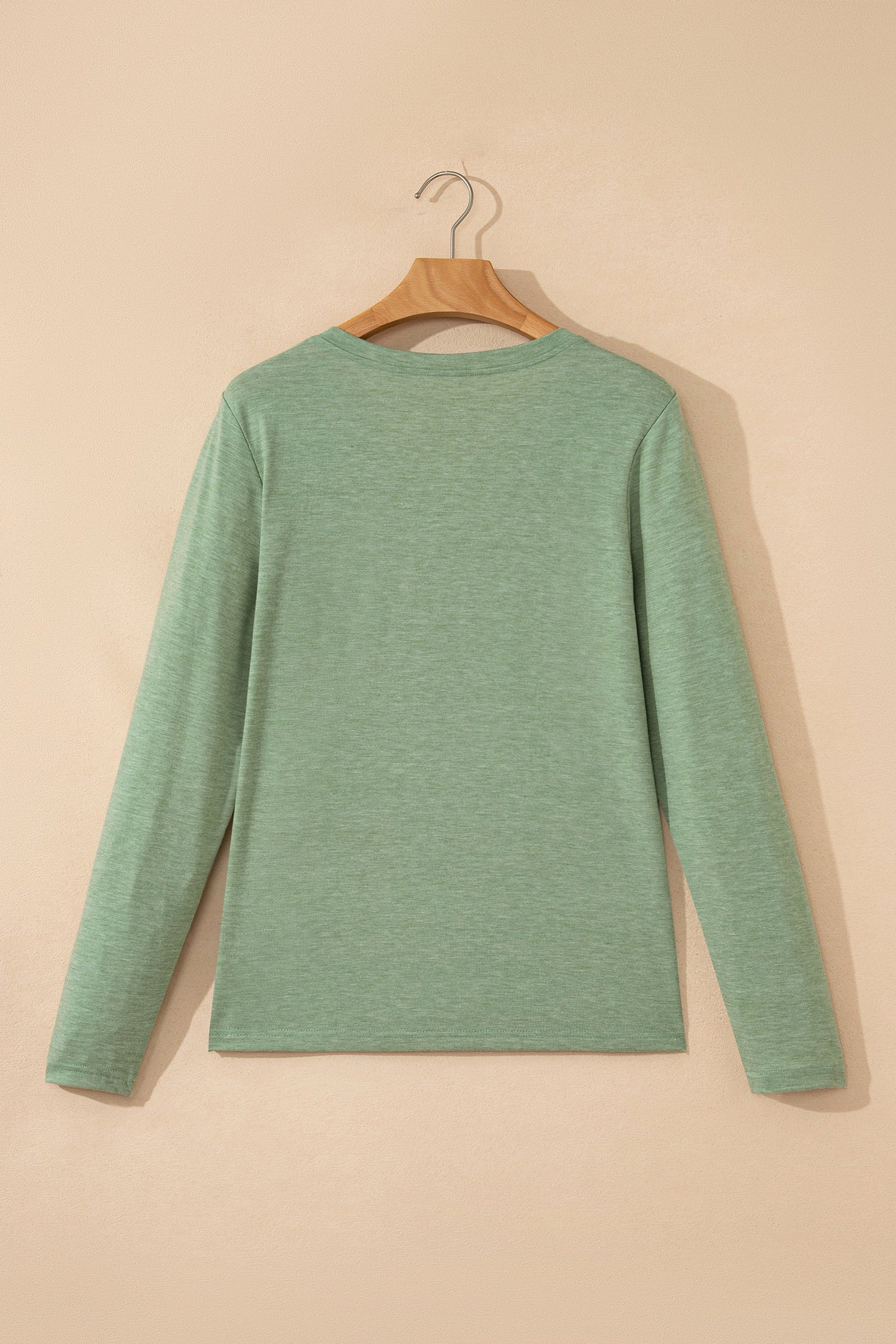Grass Green Solid Color V Neck Long Sleeve Stretchy Top Wild and Free Boutique