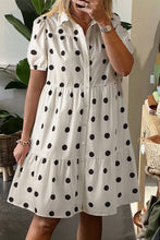 Load image into Gallery viewer, Dot Collar Buttoned Tiered Babydoll Dress
