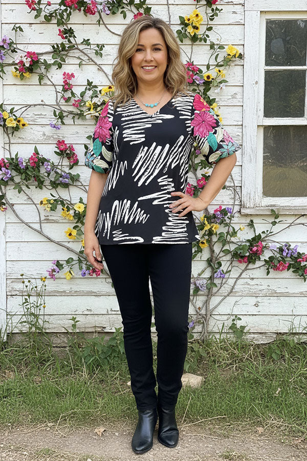 Flower Embroidery Top