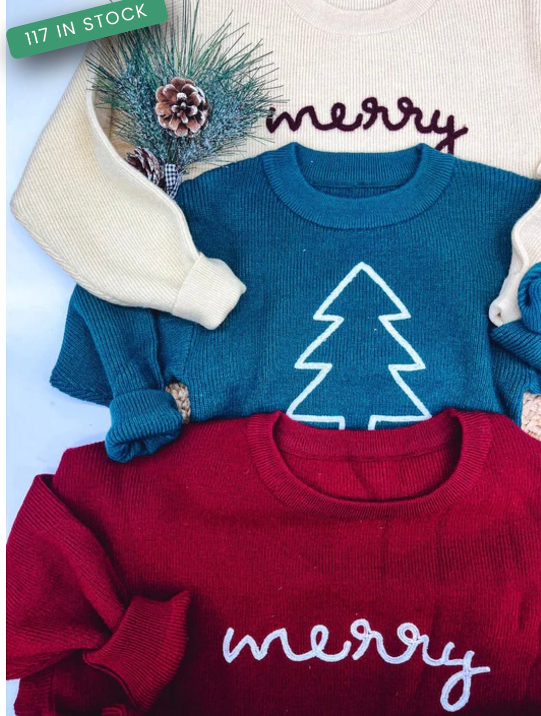 Rope Embroidered Merry Sweaters adult and kids