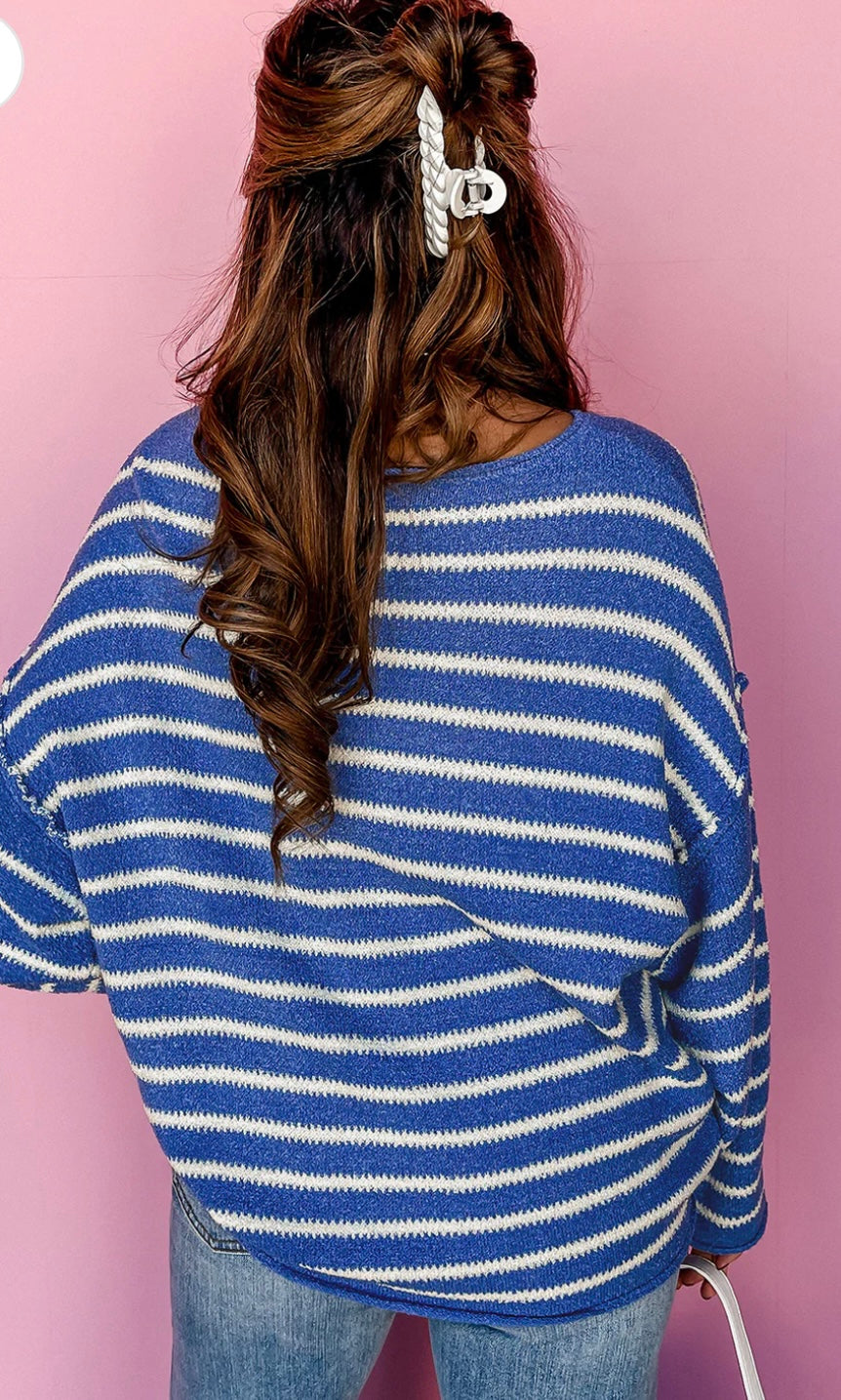 Stripe Drop Shoulder Sweater (Ship after 8/25)