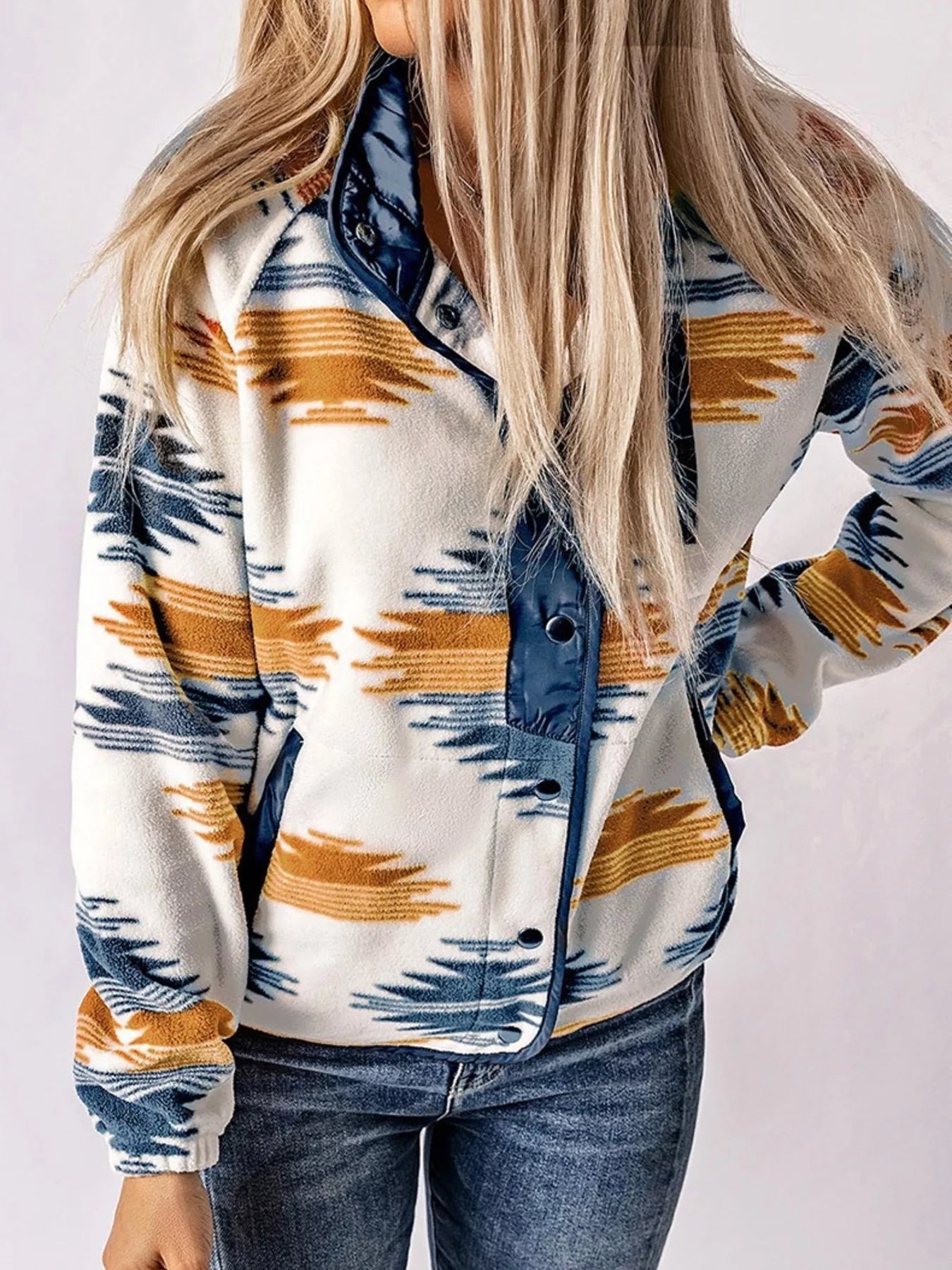 Geometric Snap Down Jacket