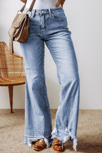 Load image into Gallery viewer, Ashleigh Blue Acid Wash Raw Hem High Waist Flared Jeans
