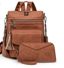 Load image into Gallery viewer, Two Tone Tassel Backpack Purse
