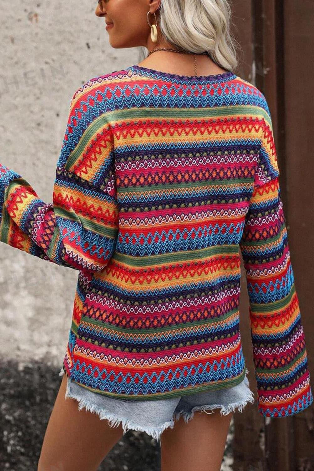 Multicolor Jacquard Geo Longsleeve