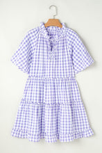 Load image into Gallery viewer, Plaid Ruffle Wide Babydoll Mini Dress
