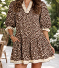 Leopard Striped Trim Dress
