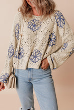 Load image into Gallery viewer, Moments of Perfection Beige Contrast Eyelet Sweater
