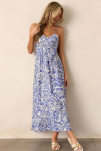 Load image into Gallery viewer, Sky Blue Floral High Waist Maxi Dress
