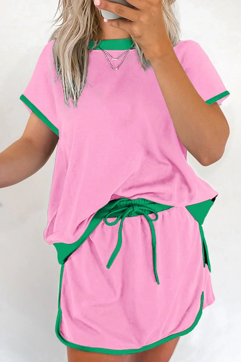 COLORBLOCK TEE AND DRAWSTRING SKIRT SET **SHIPPING EXPECTED TO BEGIN ON DATE 4/4**