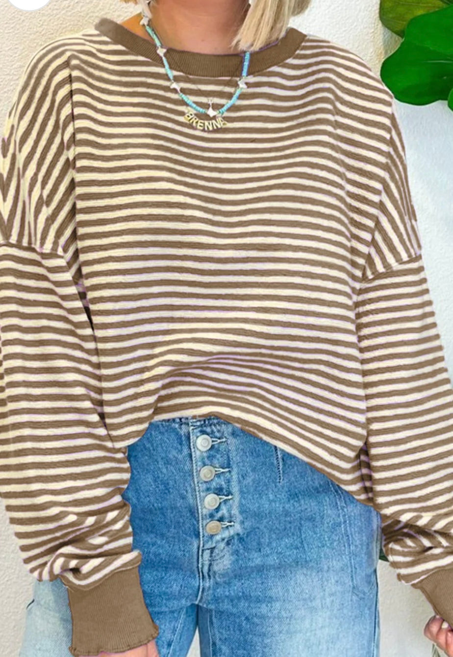 Cozy Striped Oversized Sweatshirt