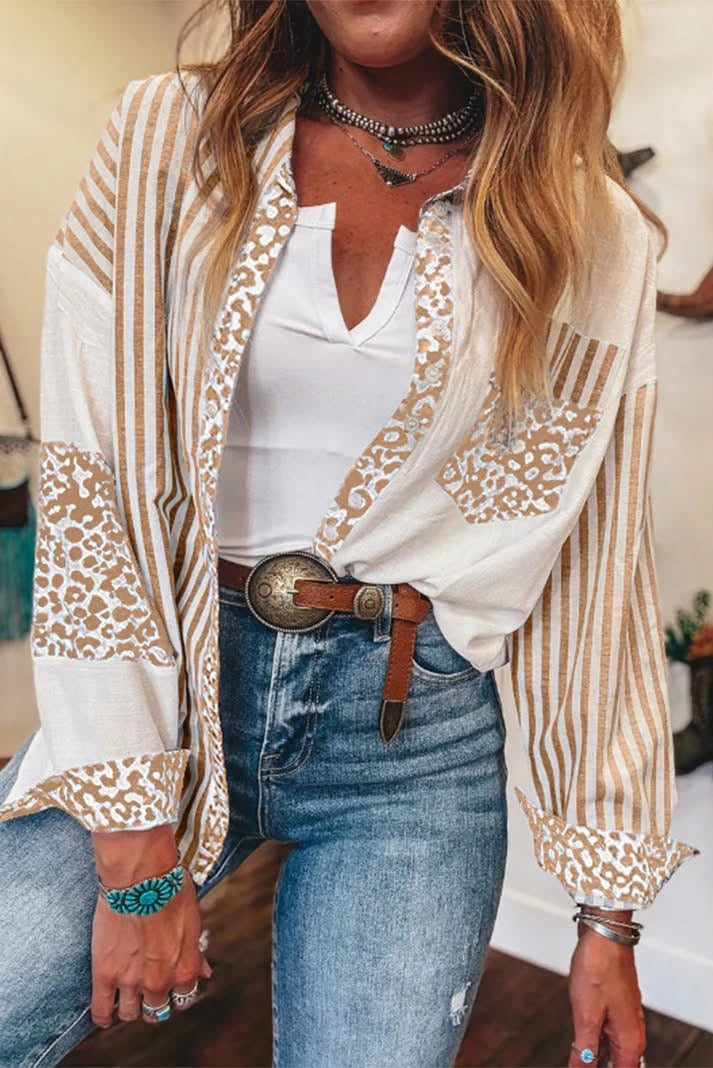 Leopard Striped Western Casual Shirt