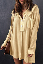 Load image into Gallery viewer, Waffle Knit Buttoned Long Sleeve Top
