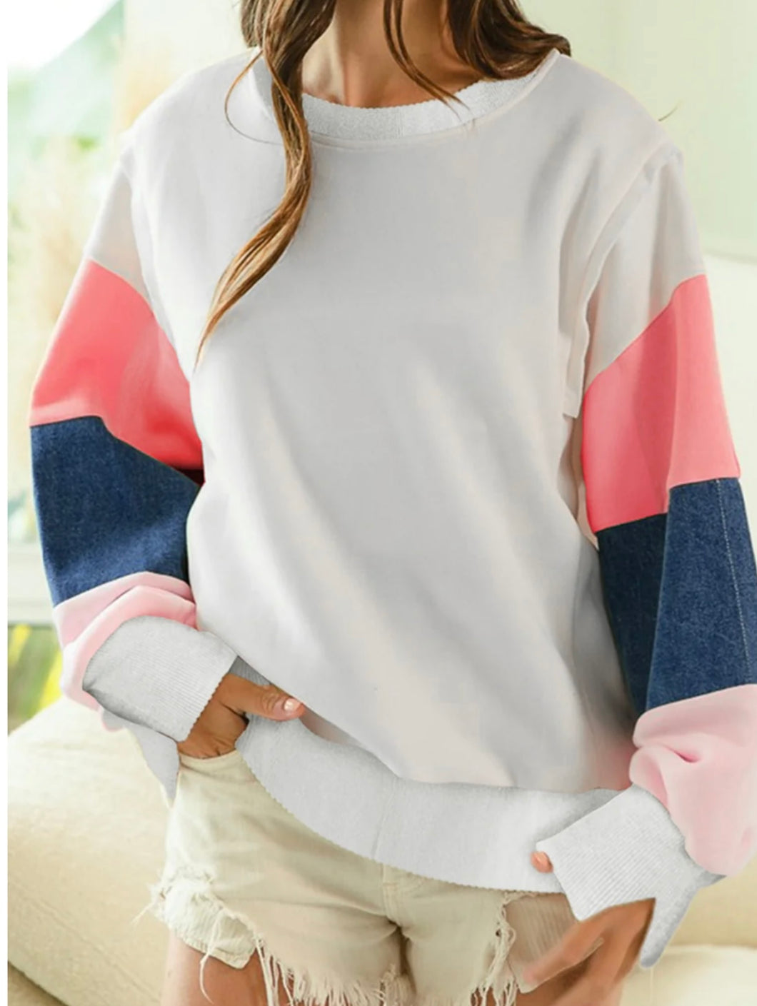 Terry Color Block Top