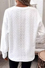 Load image into Gallery viewer, FROSTY MORNING WHITE TEXTURED KNIT V-NECK BLOUSE **SHIPPING EXPECTED TO BEGIN ON DATE 10/29**
