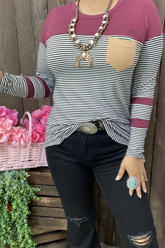 Red/White Stripe Printed Longsleeves