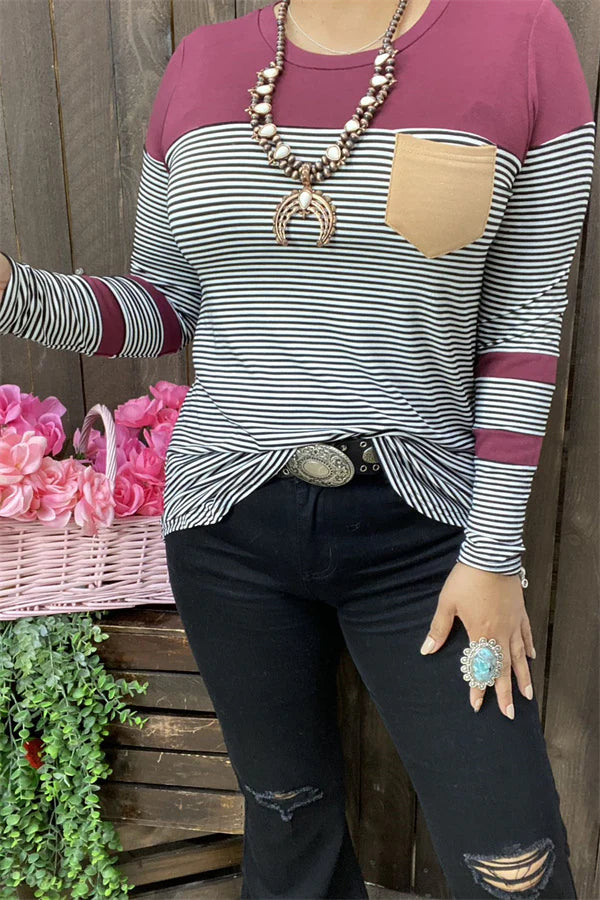 Red/White Stripe Printed Longsleeves