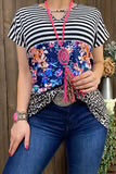 Striped Floral Blouse