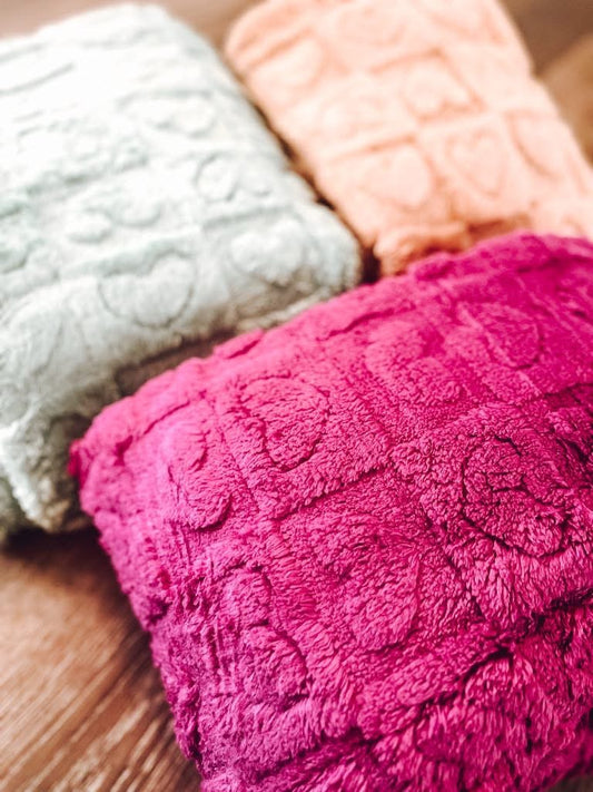 Plush Checker & Heart Blanket