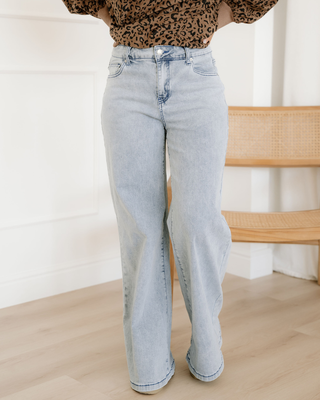 Naia Button Zip High Waist Flared Hem Jeans Indie & Co.