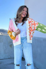 Load image into Gallery viewer, Flower &amp; Dotted Print Colorblock Cardigan
