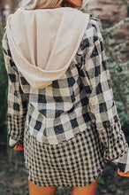 Load image into Gallery viewer, HARVEST HAZE BLACK CHECK HOODED SHACKET **SHIPPING EXPECTED TO BEGIN ON DATE 8/26**
