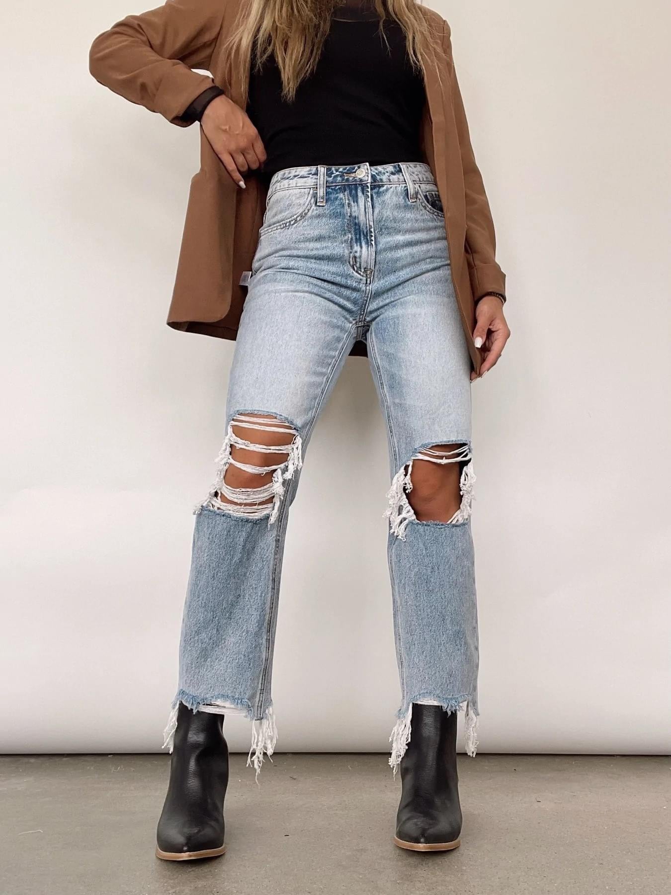 High Waist Straight Leg Jeans