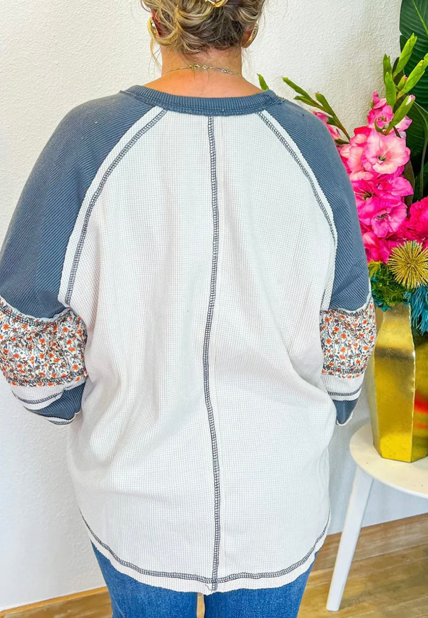 Floral Patchwork Waffle Top