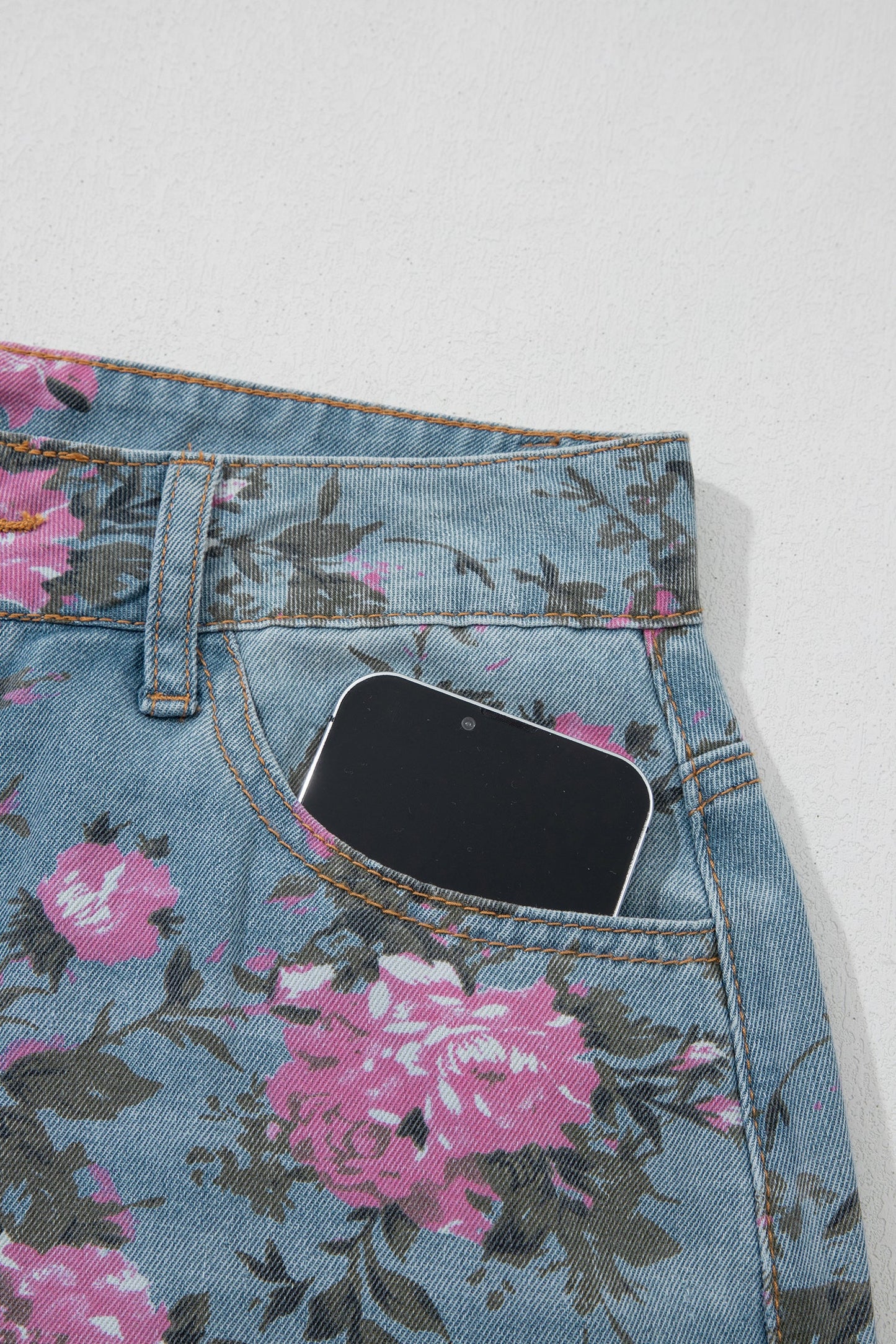 Esme Floral Print Bootcut Jeans Threaded Pear