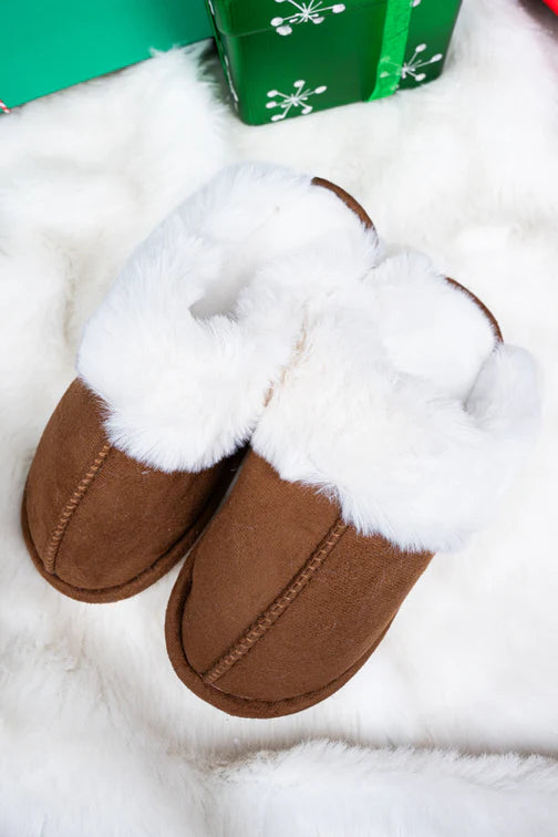 Trimmed Plush Slippers