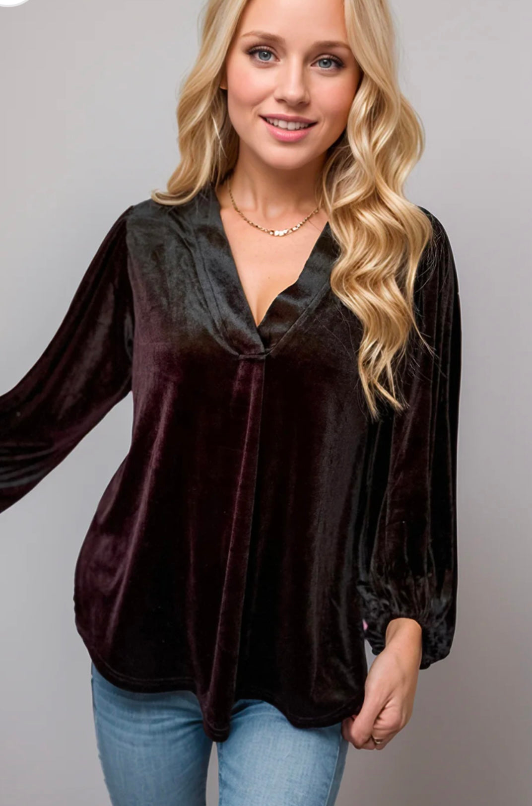 V-Neck Three-Quarter Sleeve Blouse