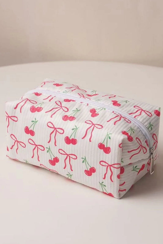 Sweet Cherry Bow Cosmetic Pouch