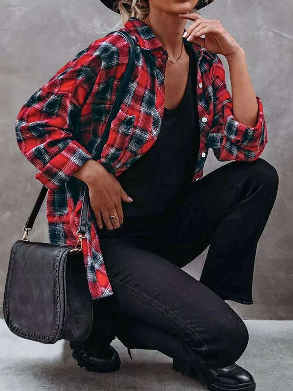 Plus Size Plaid Button-Down Shirt